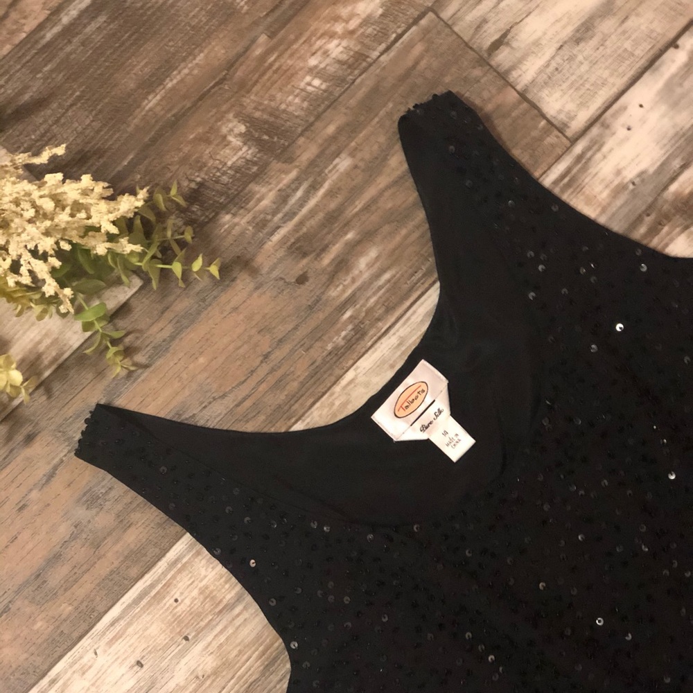Talbots • Black sleeveless beaded top